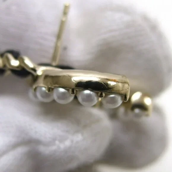 ❌❌❌SOLD❌❌❌ #111 Chanel Stud Earrings B22B Coco Mark Fake Pearl - Picture 7 of 7